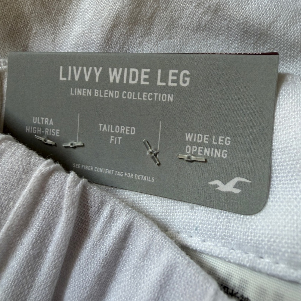 Hollister Livvy White Wide Leg High Rise Pants size XS Short NWT - Picture 8 of 8